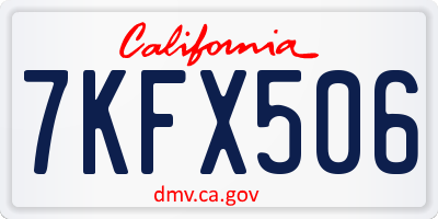 CA license plate 7KFX506