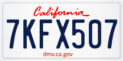 CA license plate 7KFX507