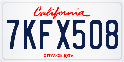 CA license plate 7KFX508