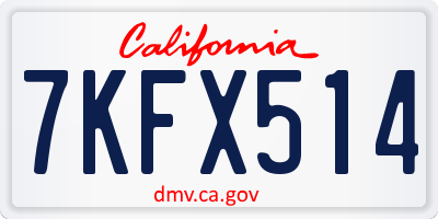CA license plate 7KFX514