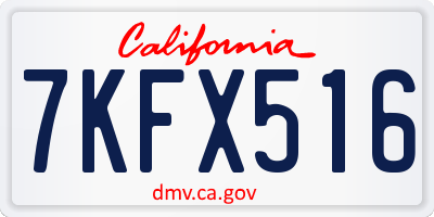 CA license plate 7KFX516