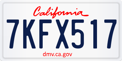 CA license plate 7KFX517