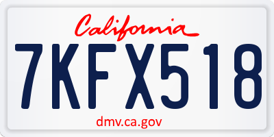 CA license plate 7KFX518