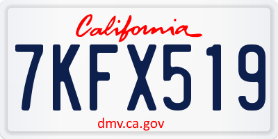 CA license plate 7KFX519