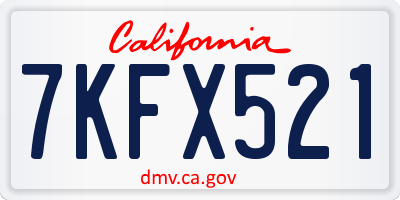 CA license plate 7KFX521