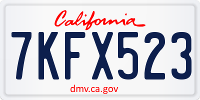CA license plate 7KFX523