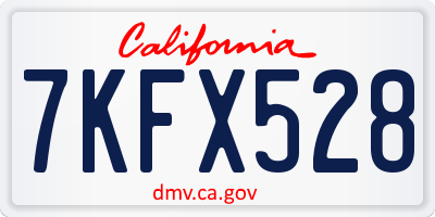 CA license plate 7KFX528