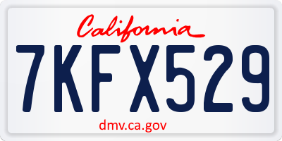 CA license plate 7KFX529