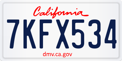 CA license plate 7KFX534