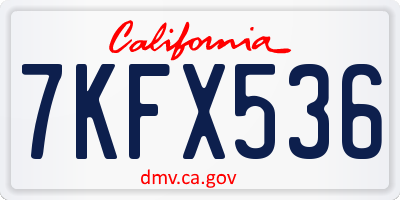 CA license plate 7KFX536