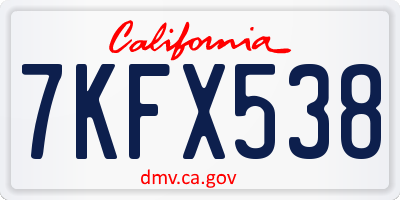 CA license plate 7KFX538