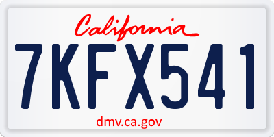 CA license plate 7KFX541