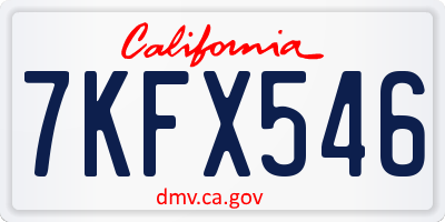 CA license plate 7KFX546