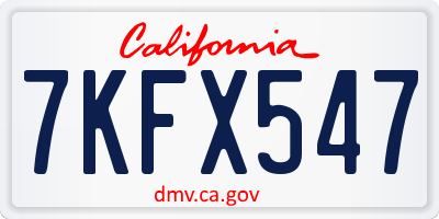 CA license plate 7KFX547