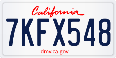 CA license plate 7KFX548