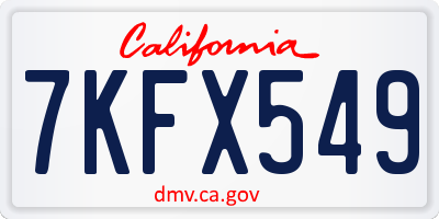 CA license plate 7KFX549