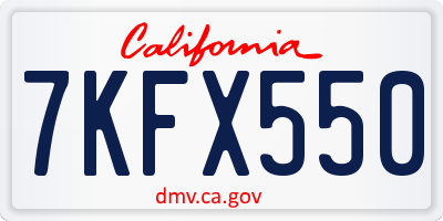 CA license plate 7KFX550