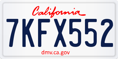 CA license plate 7KFX552