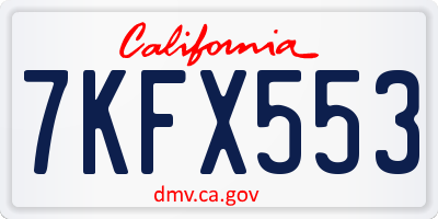 CA license plate 7KFX553