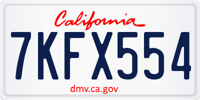 CA license plate 7KFX554