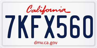 CA license plate 7KFX560