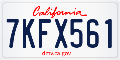CA license plate 7KFX561