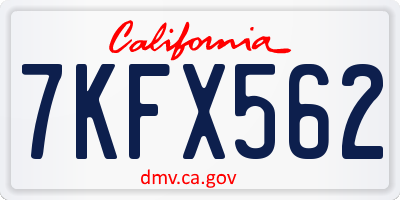 CA license plate 7KFX562