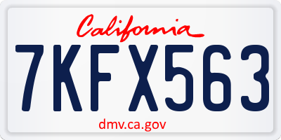 CA license plate 7KFX563