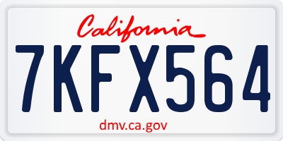 CA license plate 7KFX564