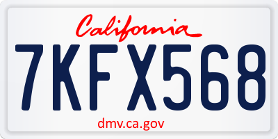 CA license plate 7KFX568