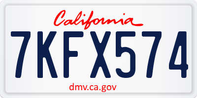 CA license plate 7KFX574