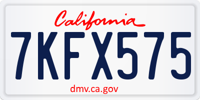 CA license plate 7KFX575