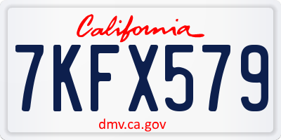 CA license plate 7KFX579