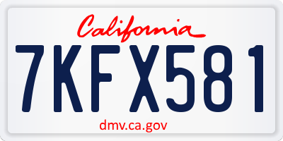 CA license plate 7KFX581