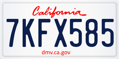 CA license plate 7KFX585