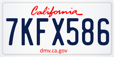 CA license plate 7KFX586