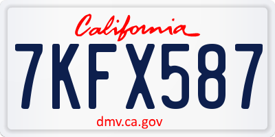 CA license plate 7KFX587