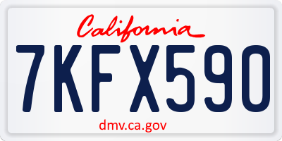 CA license plate 7KFX590