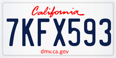 CA license plate 7KFX593