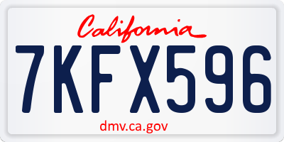 CA license plate 7KFX596