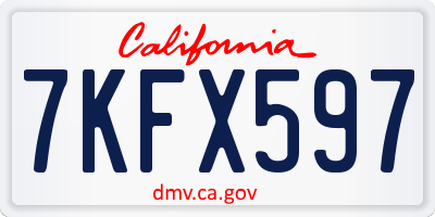 CA license plate 7KFX597