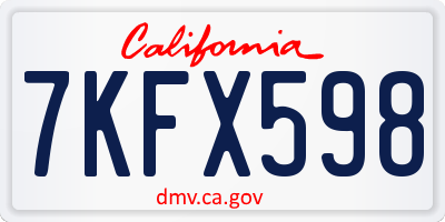 CA license plate 7KFX598