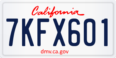 CA license plate 7KFX601