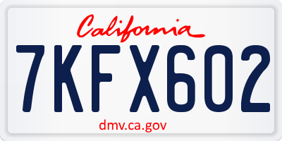 CA license plate 7KFX602
