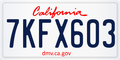 CA license plate 7KFX603