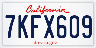 CA license plate 7KFX609