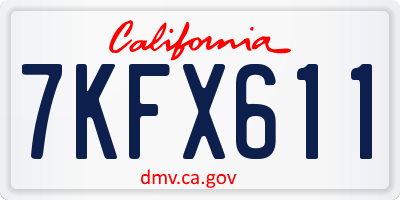 CA license plate 7KFX611