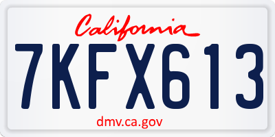 CA license plate 7KFX613