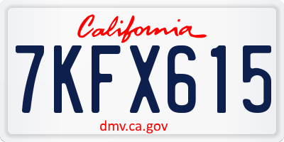CA license plate 7KFX615