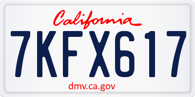 CA license plate 7KFX617